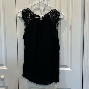 H&M Black Lace Cap Sleeve Top